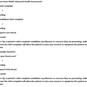 Tina Jones HEENT Advanced Health Assessment (Shadow Health)