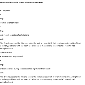 Tina Jones Cardiovascular Shadow Health