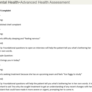 Tina Jones Mental Health Shadow Health-Advanced Health Assessment