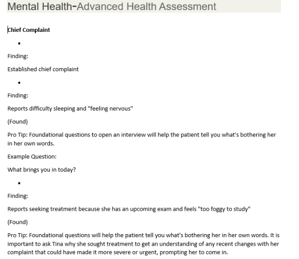 Tina Jones Mental Health Shadow Health-Advanced Health Assessment