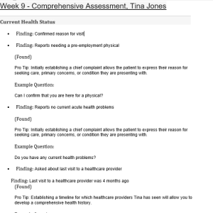 Tina Jones Advanced Health Assessment (pre-employment physical)