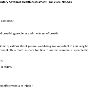 Tina Jones Respiratory Advanced Health Assessment